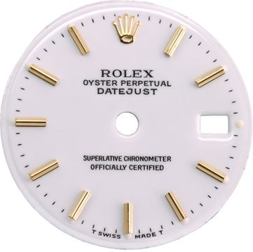 Original Rolex Ladies Datejust White Dial with Gold Stick Markers for 26mm model Original Rolex Ladies Datejust White Dial with Gold Stick Markers for 26mm models Dial Collection