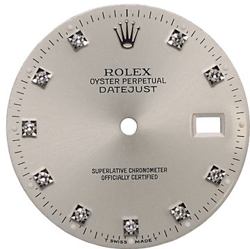 Original Silver Rolex Datejust dial with diamond markers Original Silver Rolex Datejust dial with diamond markers Jewelry Collection