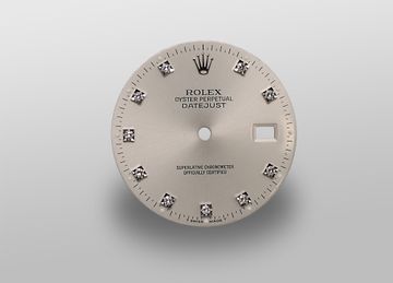Original Silver Rolex Datejust dial with diamond markers