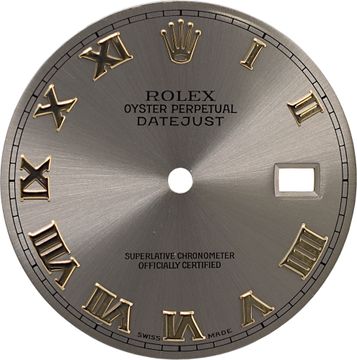 Original Silver Sunburst Rolex Datejust Dial With Gold Roman Numeral Markers Dial Collection