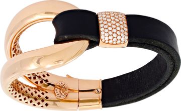 Oromalia 18k rose gold with diamonds and leather Bracelet Collection