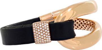 Oromalia 18k rose gold with diamonds and leather