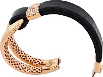 Oromalia 18k rose gold with diamonds and leather