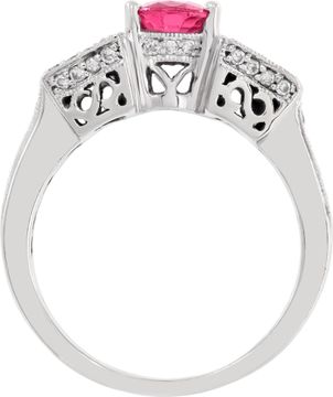 Oval brilliant cut pink spinel (approx. 2 carats) & diamonds ring set in 14K white gold