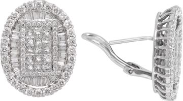Oval cluster of diamonds earrings set in 18k white gold