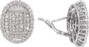 Oval cluster of diamonds earrings set in 18k white gold
