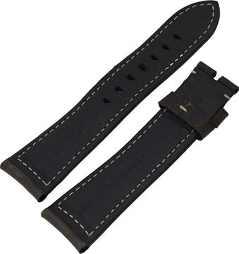 Panerai black leather band with white stitches. 25 (between lugs) x 20 (Buckle) mm.12 x 9.5mm