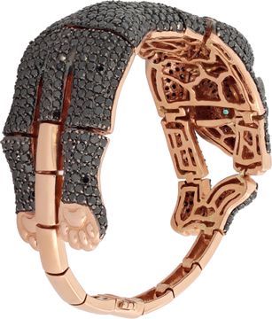 Panthere bracelet with black sapphires in 14k rose gold