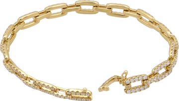 Paperclip link diamond bracelet in 18k yellow gold