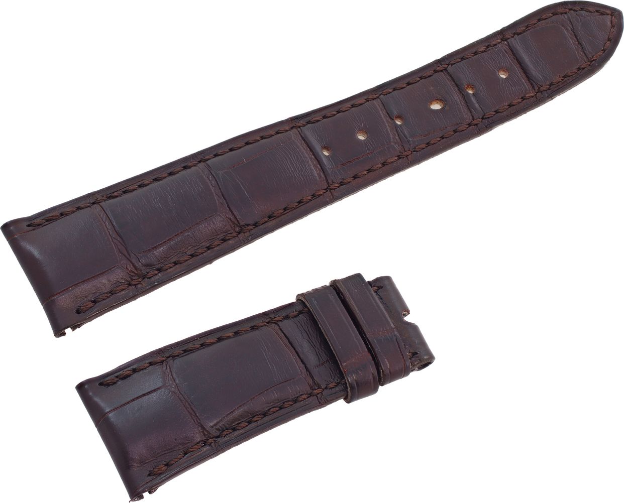 Patek Philippe black alligator strap 21mm x 16mm. Long piece
