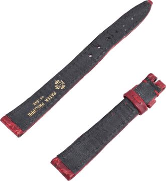 Patek Philippe red crocodile strap (12mm x 10mm) Long side 3.75" inches Short side: 2.5" inches