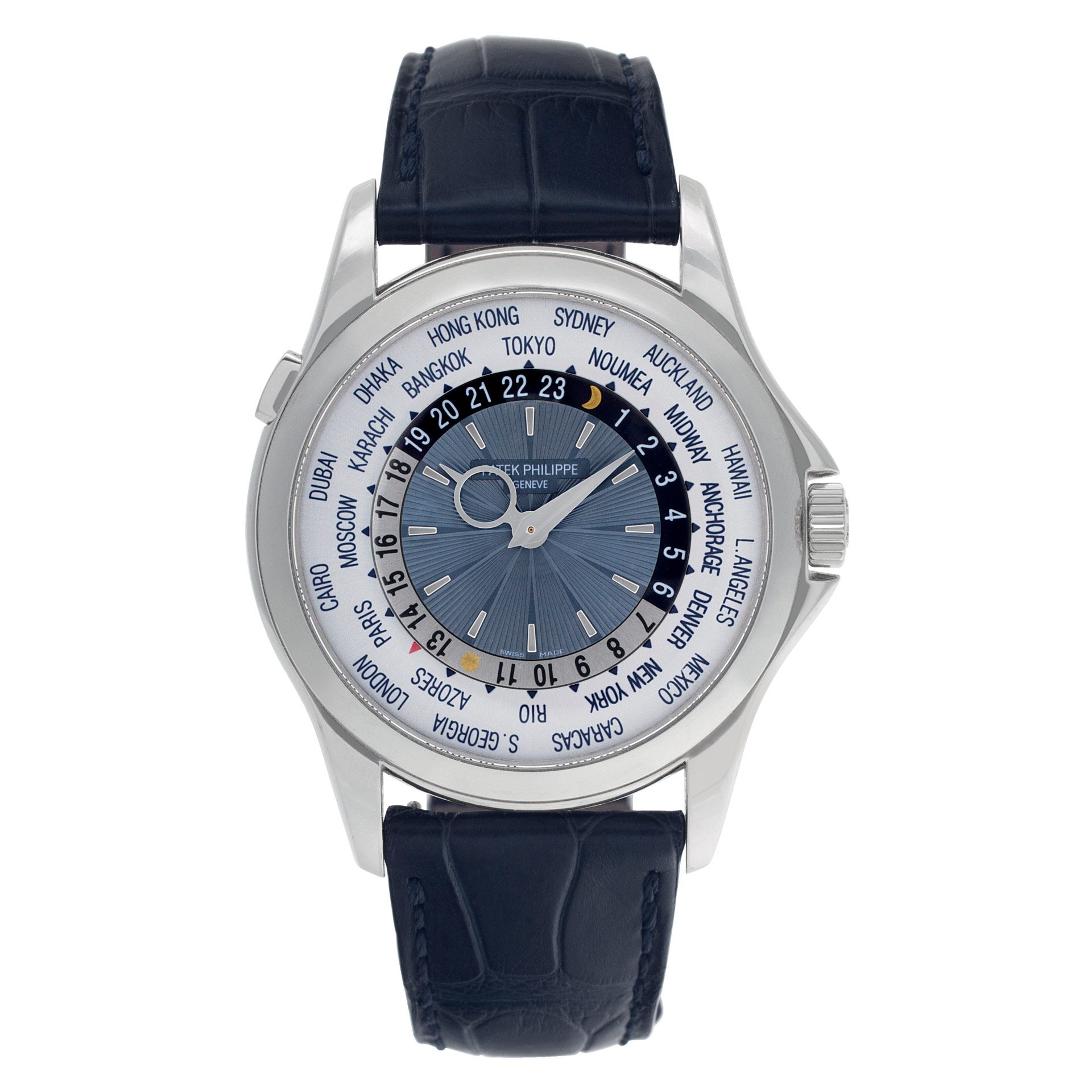 Pre-owned Patek Philippe World Time 5130P Platinum blue &