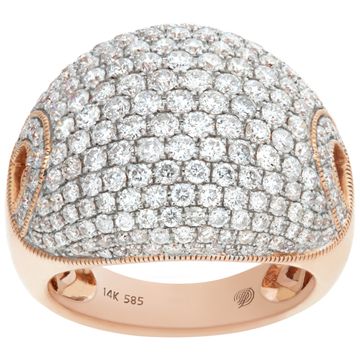 Pave Diamond dome ring in 14k rose gold. Round brilliant cut diamonds total approx. weightr: 3.50 carats Pave Diamond dome ring in 14k rose gold. Round brilliant cut diamonds total approx. weightr: 3.50 carats