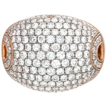 Pave Diamond dome ring in 14k rose gold. Round brilliant cut diamonds total approx. weightr: 3.50 carats