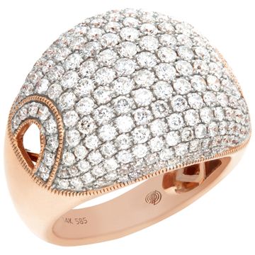 Pave Diamond dome ring in 14k rose gold. Round brilliant cut diamonds total approx. weightr: 3.50 carats