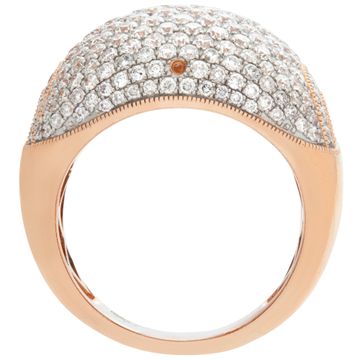 Pave Diamond dome ring in 14k rose gold. Round brilliant cut diamonds total approx. weightr: 3.50 carats