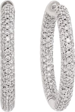 Pave Diamond Hoops In 18k White Gold Earring Collection