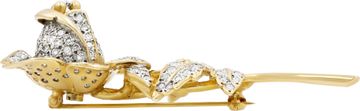 Pave diamond rose brooch in 18k yellow gold