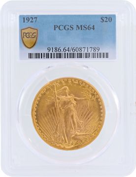 PCGS graded and authenticated MS64 1927 $20 Double Eagle gold coin PCGS graded and authenticated MS64 1927 $20 Double Eagle gold coin Jewelry Collection