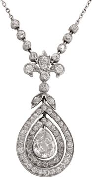 Pear-shaped diamond necklace over 3.50 carats