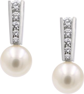 Pearl and diamond drop earrings crafted in 18K gold