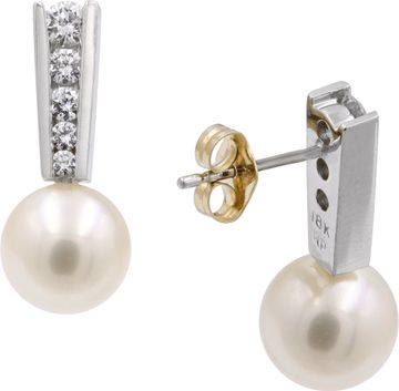 Pearl and diamond drop earrings crafted in 18K gold