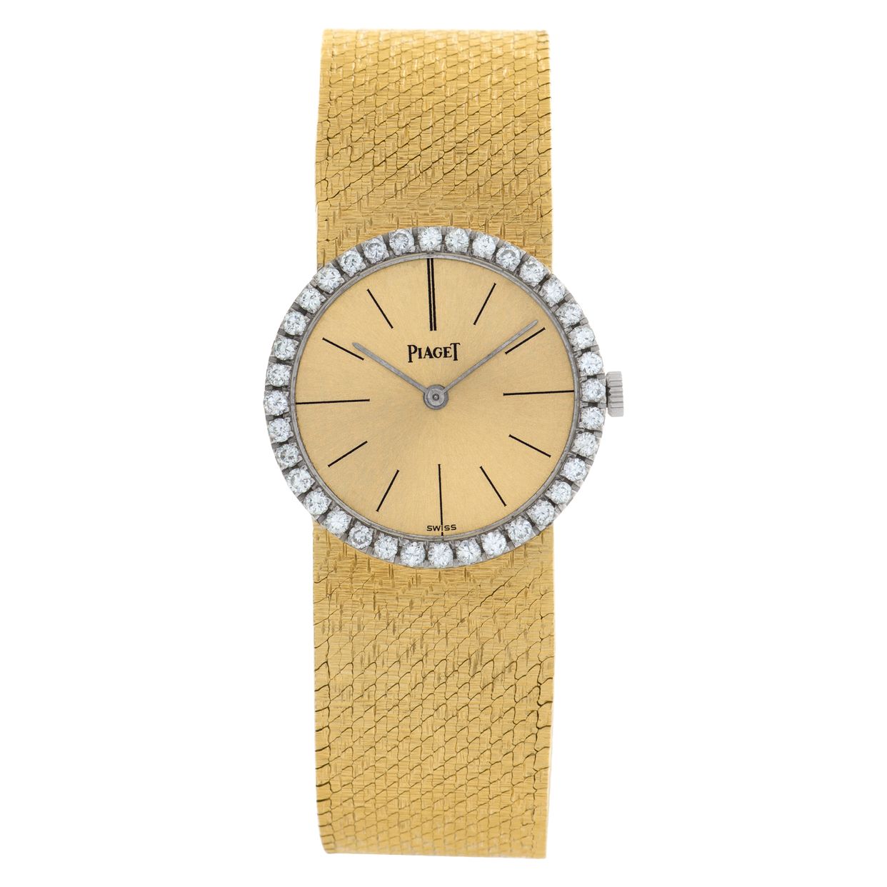 【非売品】Piaget ゴールドミラー 付属品あり Ladies Piaget Tiger Eye Dial 18k Yellow Gold Diamond Bezel
