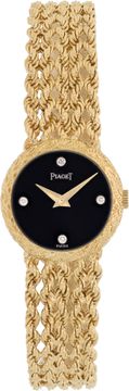 Piaget Vintage 4152 E 21 18k Yellow Gold Black dial mm Manual watch Piaget Vintage 21mm 4152 E 21 Ladies Watch Collection