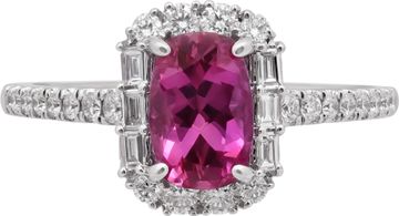 Pink sapphire and diamond ring in 18k white gold