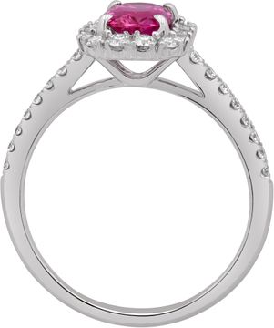 Pink sapphire and diamond ring in 18k white gold