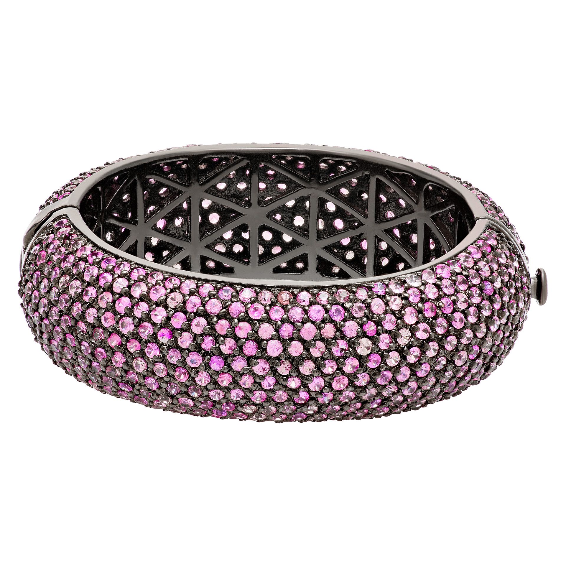 ブレスレット WILLIE and DUFFY Round pink sapphire bangle silver 925 handm pink_sapphire_bangle_in_sterli