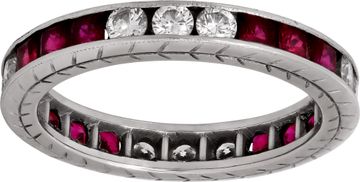 Platinum eternity band with rubies and diamonds Ring Collection