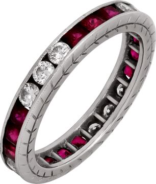 Platinum eternity band with rubies and diamonds