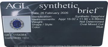 Platinum ring featuring a striking large oval-cut synthetic sapphire