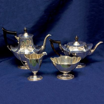PLYMOUTH patented in 1910 by Gorham, 4 pieces tea and | Gray & Sons