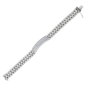 President Style Mens Bracelet In 18k White Gold With Over 3 Carats In Diamonds
