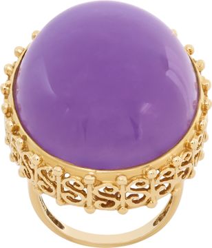 Purple Jade Cabochon Ring in 14k yellow gold Ring Collection