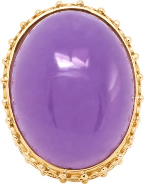 Purple Jade Cabochon Ring in 14k yellow gold