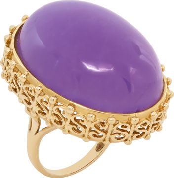 Purple Jade Cabochon Ring in 14k yellow gold