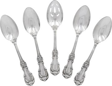Reed & Barton Burgundy 8 piece place setting for 12 plus serving pieces (including a set of Towle Old Colonial serving pieces). 114 pieces total