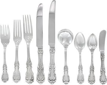 Reed and Barton Burgundy Sterling Silver Flatware Set Service for 18 people Sterling Silver Collection