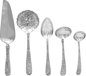 "Repousse" patented by S.Kirk & Son in 1828. TOTAL: 81 pieces