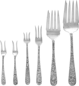 "Repousse" patented by S.Kirk & Son in 1828. TOTAL: 81 pieces