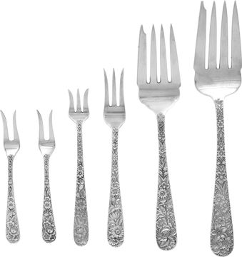 "Repousse" patented by S.Kirk &amp; Son in 1828. TOTAL: 81 pieces