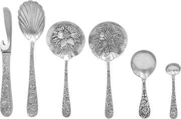 "Repousse" patented by S.Kirk & Son in 1828. TOTAL: 81 pieces