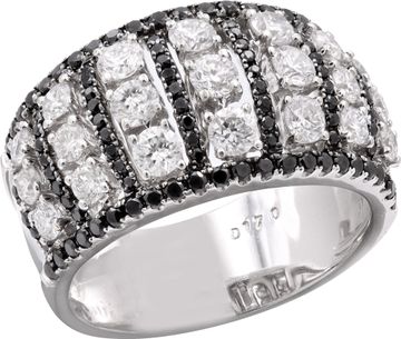 Ring with black and white diamonds in 18k white gold
