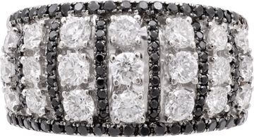 Ring with black and white diamonds in 18k white gold