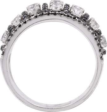 Ring with black and white diamonds in 18k white gold
