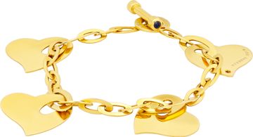 Roberto coin 4 heart charm bracelet in 18k with sapphire cabochon on toggle Roberto coin 4 heart charm bracelet in 18k with sapphire cabochon on toggle Bracelet Collection