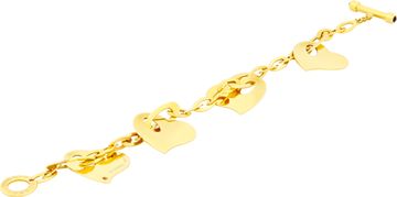 Roberto coin 4 heart charm bracelet in 18k with  sapphire cabochon on toggle